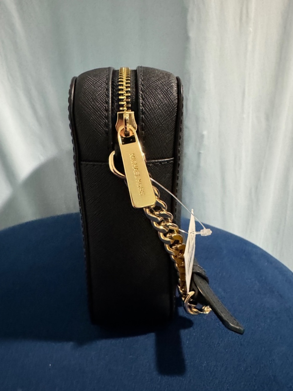 Michael Kors Jet Set Saffiano Leather Large Crossbody Black Structured Gold NWT - Picture 5 of 13